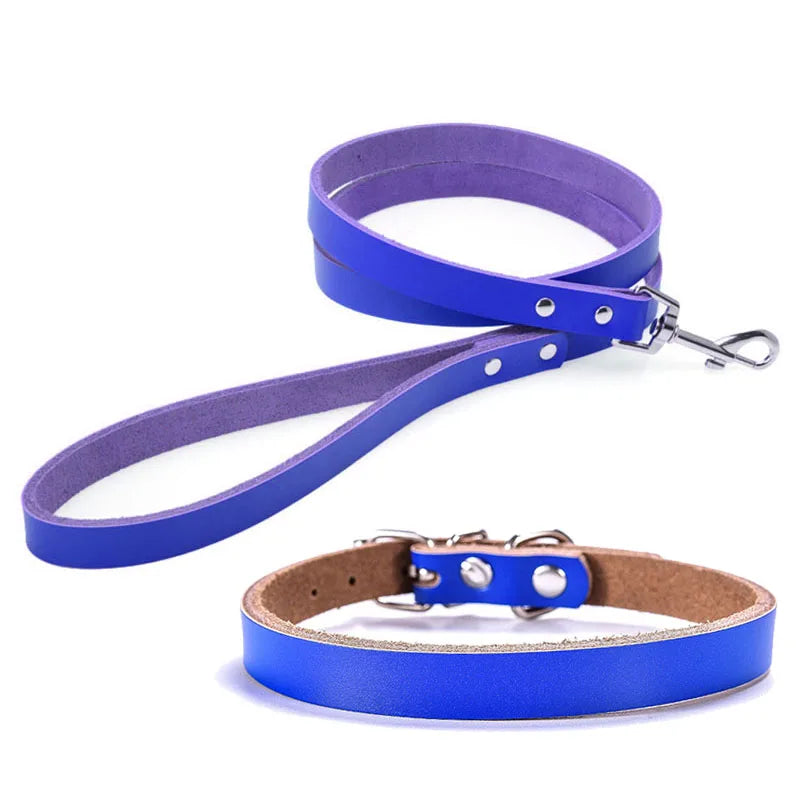 Adjustable Dog Collars Genuine Leather Pet Dog Collar Leash Lead For Small Medium Large Dogs Bulldog Pugs Beagle Dogs Supplies