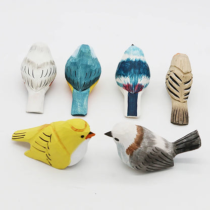 Wooden Bird Figurine Ornaments Handmade Carving Animals Miniature Crafts Art Decor Home Desktop Decoration Children Gifts