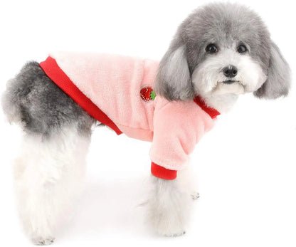 Soft Warm Velvet Dog Hoodies Puppy Winter Coat Strawberry Avocado Dog Clothes for Small Dogs Cold Weather Pullover Pet Apparel