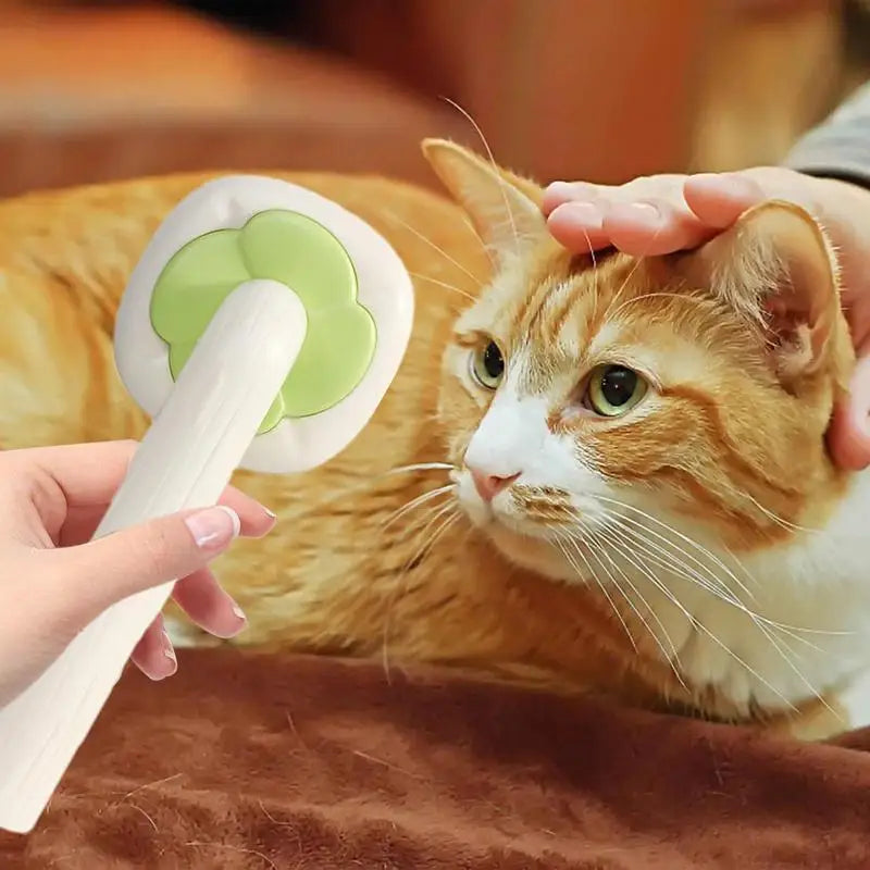 Cat Deshedding Brush Cat Brush For Shedding Curved Comb Teeth Brush With Release Button Portable Pet Massage Brushes For Massage