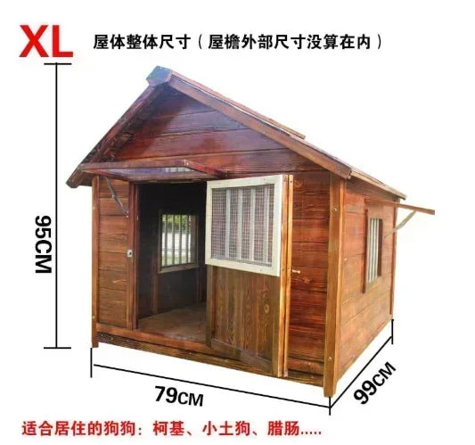 Dog House Outdoor Waterproof  Solid Wood Dog Villa with Yard Outdoor Rainproof Type Four Seasons Universal Pet Kennel