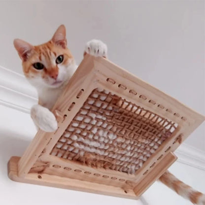 Cat Climbing Shelves Cat Tree Tower Wooden Hammock With Jumping Platform and Ladders for Cat Sleeping and Playing Cats Furniture