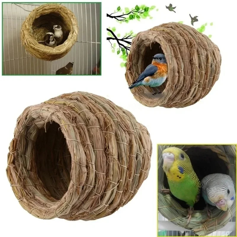 Hanging Hummingbird Bird House Bird's Nest in Straw Garden Nest Woven House Hut Straw Bird Birdhouse House Handwoven