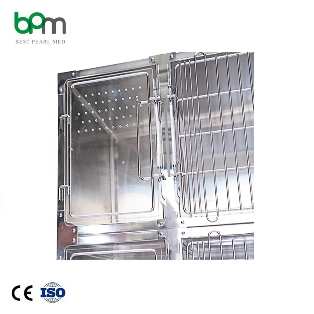 BPM-KC4V Animal Cages with Wheels Movable Dog Cat Used ICU Stainless Steel Veterinary Cage