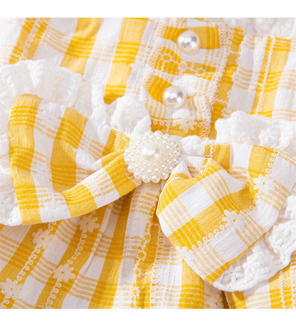 Princess Lattice Dog Fancy Dress Lace Bow Tie Vest Skirt Clothing for Cats Pearl Female Puppy Overalls Lovely Pet Dog Clothes