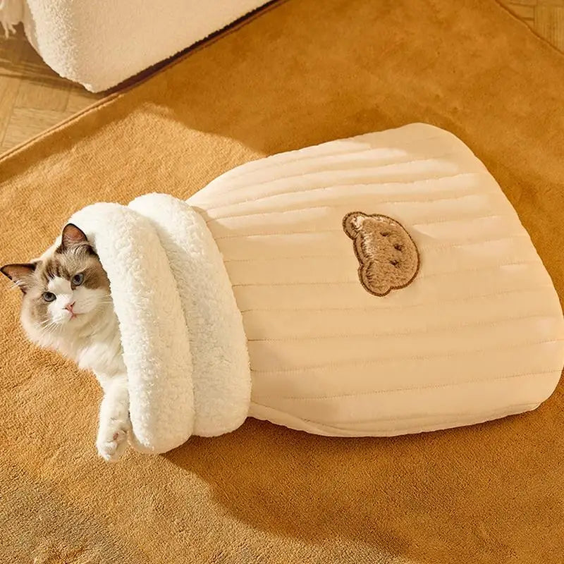 Cat Sleeping Bag Sleeping Bag Semi-Enclosed Cats Dogs Warming Pad Soft Cat Bed Lovely Cat Nest Pet Supplies for Cats and Dog