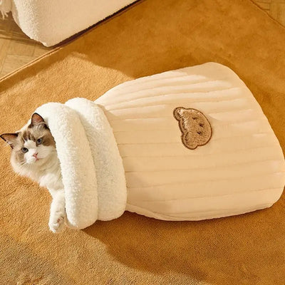 Cat Sleeping Bag Sleeping Bag Semi-Enclosed Cats Dogs Warming Pad Soft Cat Bed Lovely Cat Nest Pet Supplies for Cats and Dog