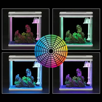 Intelligent fish tank Ultra clear glass Small aquarium LED table fish tank Landscape aquarium MOQ 500 pcs