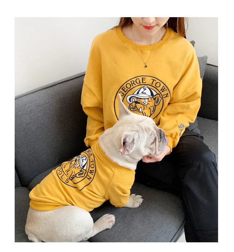 Dog Costume  Pet Clothes Crew Neck Korean Version Spring and Autumn Parent-child Wear Pure Cotton Four Colors Seven Sizes