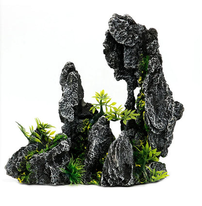 Resin Aquarium Rockery Mountain Decoration Artificial View Rock Cave Stone Tree Fish Tank Ornament Pet Supplies Home Decor
