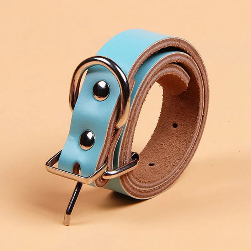 Adjustable Dog Collars Genuine Leather Pet Dog Collar Leash Lead For Small Medium Large Dogs Bulldog Pugs Beagle Dogs Supplies