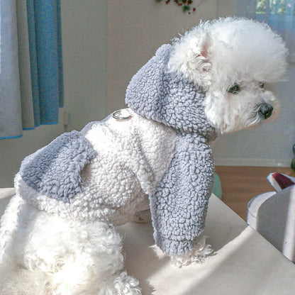 Thicken Warm Sherpa Fleece Dog Coat Winter Dog Clothes for Small Medium Dogs, Puppy Hooded Sweater Yorkie Chihuahua Pet Apparel