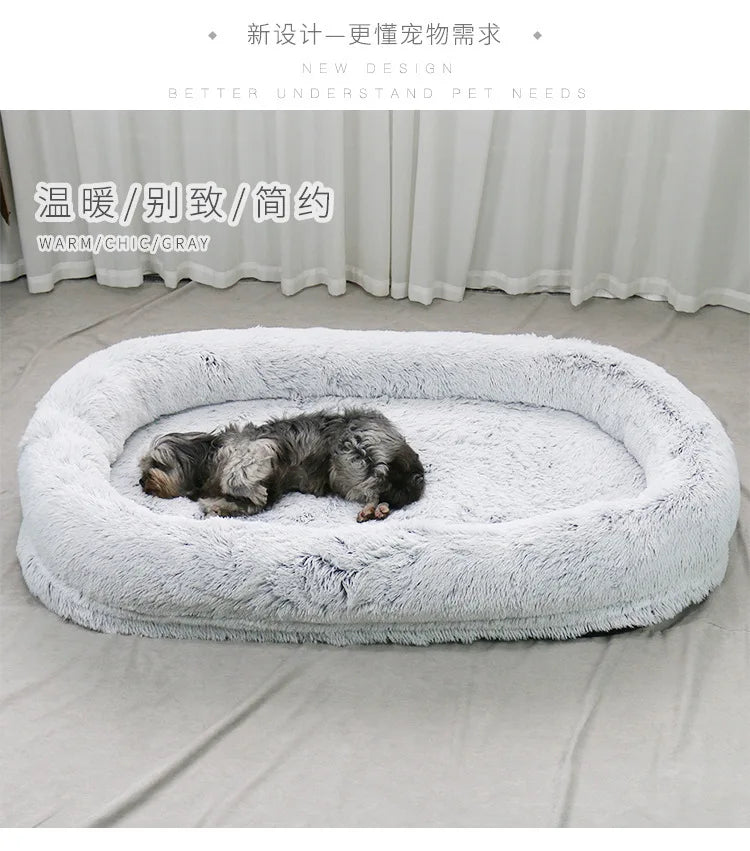 Cross-border explosion human kennel plush human dogbed winter warm sponge dog pad giant dog bed