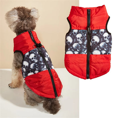 Windproof Pet Vest Jacket Winter Warm Big Dog Clothes Puppy Harness Clothing Funny Printed Coat for Small Medium Dogs Cats XS-XL