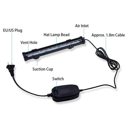 Aquarium LED Light Bubble Waterproof Fish Tank Lighting Underwater Fish Lamp Aquatic Decor Plant Lamp 100-240V 1W/2W/3W/4W