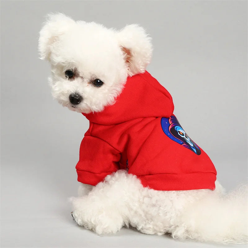 Horror Print Puppy Dog Hoodie Sweater Autumn Spring Pet Clothes for Small Dogs Chihuahua Pomeranian Pullovers mascotas Costume