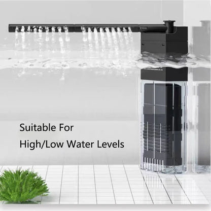 3-in-1 Internal Aquarium Filter Pump Fish Tank Submersible Silent Air Oxygen Aerator Internal Water Pump Low Water Level filter