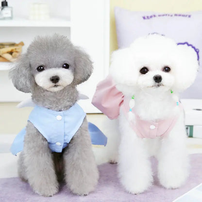Angel Wings Girls Dog Dress Cat Sundress Puppy Skirt Cute Princess Dress Spring Summer Clothes for Small Dogs Yorkies Chihuahua