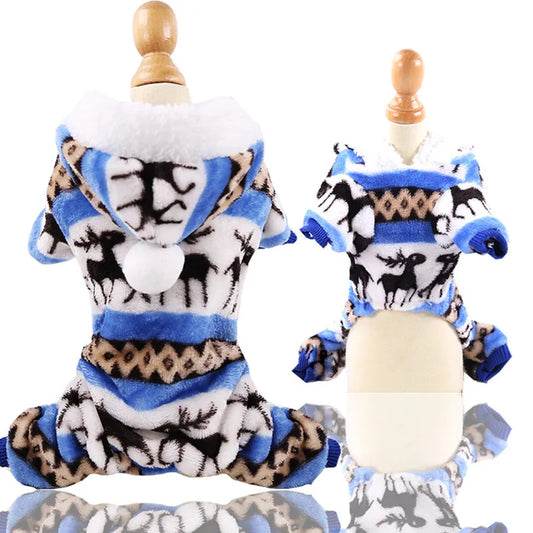 Pet Dog Soft Warm Jumpsuits Clothing for Dogs Pajamas Fleece Small Puppy Coat Pet Outfits Hoodie Clothing Cats Clothes Christmas