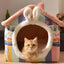 Cute Luxury Cat Villa Cat Bed Winter Warmth Fully Enclosed Removable Cushion Pillow Cat Tent Cat Dog Pet Nest Girl Pink PP Cotto
