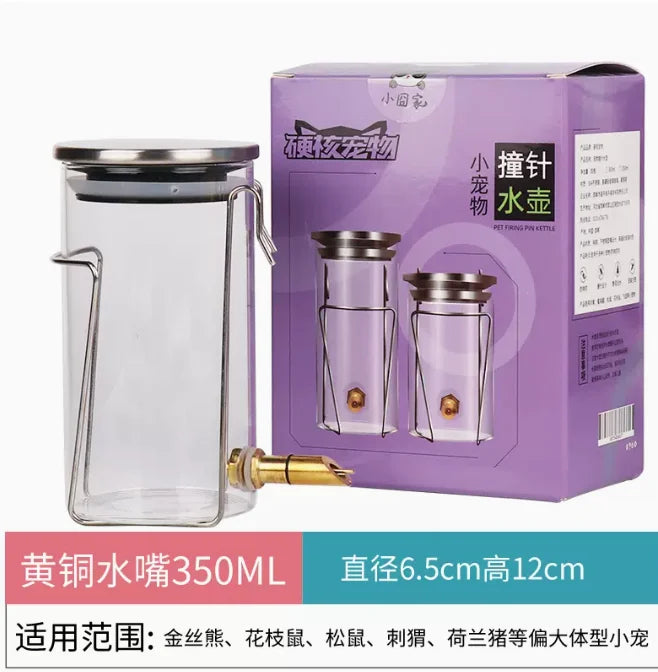 Glass Fine Needle Striker Water Bottle Anti-bite Chinchilla SquirrelTwig Rat Hedgehog Glider Hamster Water Feeder Dispenser