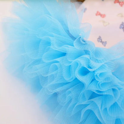 2024 Hot Pet Summer Tutu Skirt Bow Printed Mesh Fashion Petticoat Skirt Small Dog costume Teddy Summer Two Legged Clothes Thin