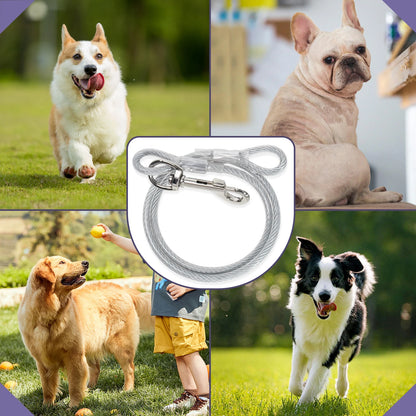 Silver PVC Coated Steel Wire Rope Traction Hook Dog Leash Cable For Big Dogs replacement