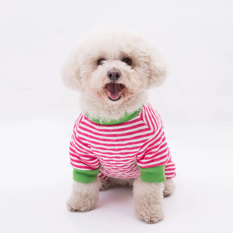 Winter Dog Jumper Small Dog Clothes for Small Dogs Pugs Outfits Clothes  Dog Costume Yorkshire Terrier Chihuahua Stripe Hoodie