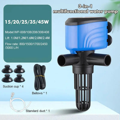 Fish Tank Submersible Pump Silent Oxygenation Filter Seal Water Epoxy Waterproof Circulation Pressure-resistant Three-in-on E1H6