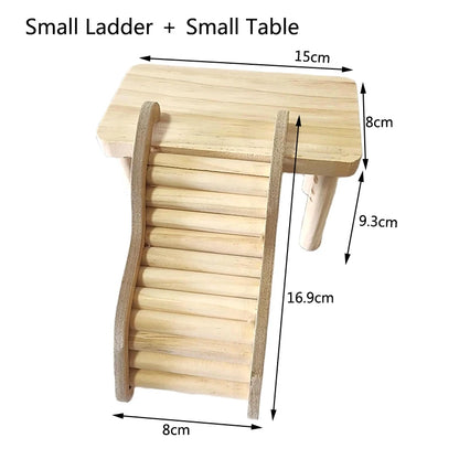 Smooth Hamster Hideaway Wooden Hamster House with Climbing Ladder Small Pet Castle Arch Bridge for Dwarf Mice Gerbils Small Pets