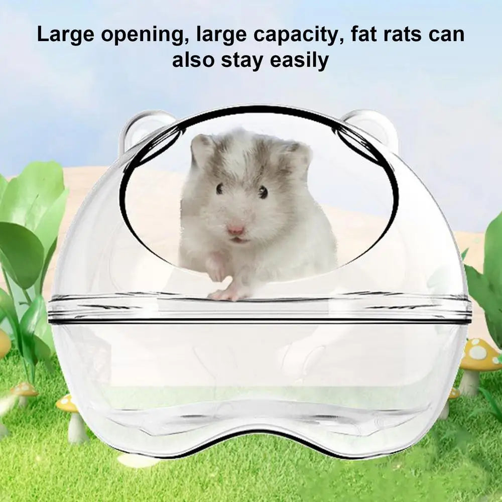 Small Animal Habitat Transparent Hamster Bed With Larger Capacity Wrap-Around Curved Design Hamster Bathtub And Bathroom