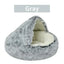 Long Soft Plush Round Cat Bed Comfortable Warm For Small Dogs Winter Sleep Bag Cats Nest Round Semi Enclosed Plush Pet Cat Bed