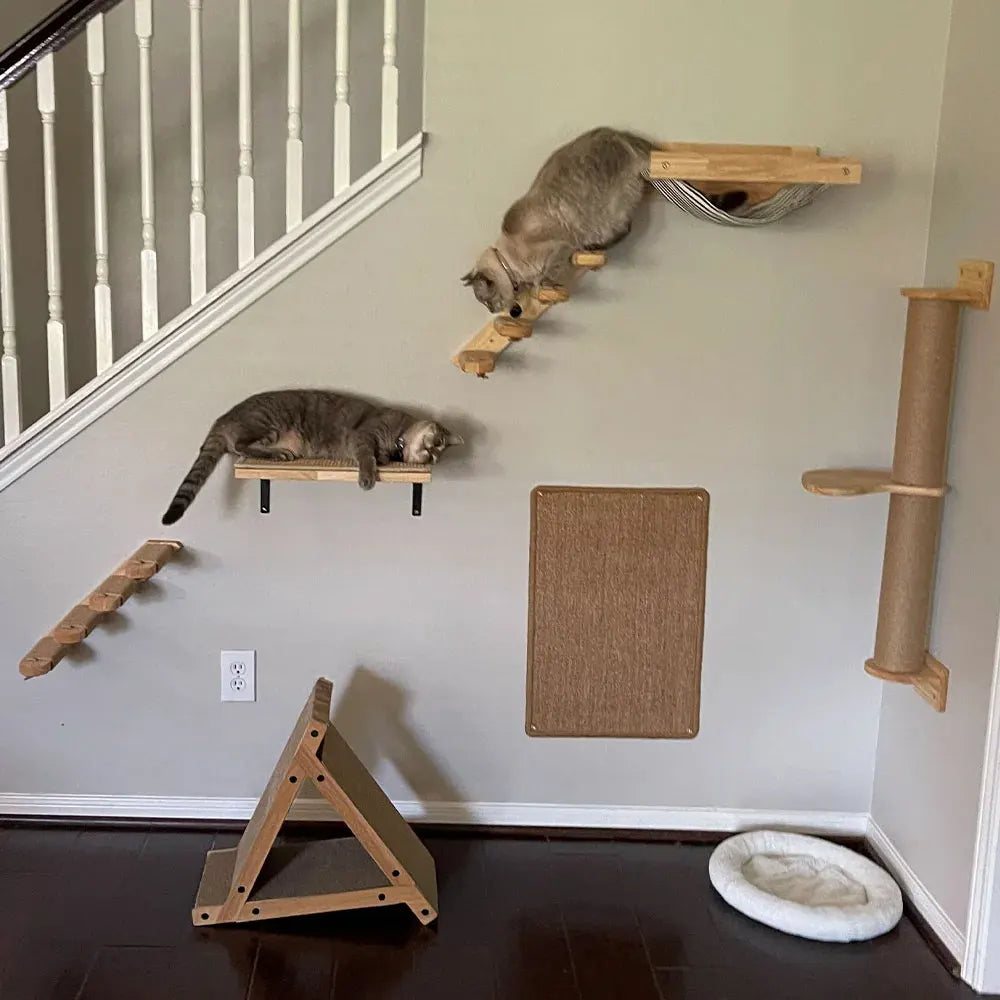 1 Piece Cat Tree Wall Mounted Furniture Scratcher Shelves Cat House Cat Big Platform and Scratching Post for Kitten Playing