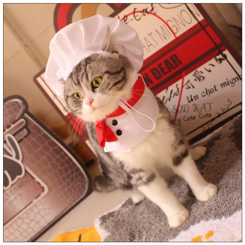 Halloween Chef Suit Pet Dog Clothes French Bulldog Cosplay New Year Pet Accessories Cute Gift Medium Costume Puppy Hat Collar