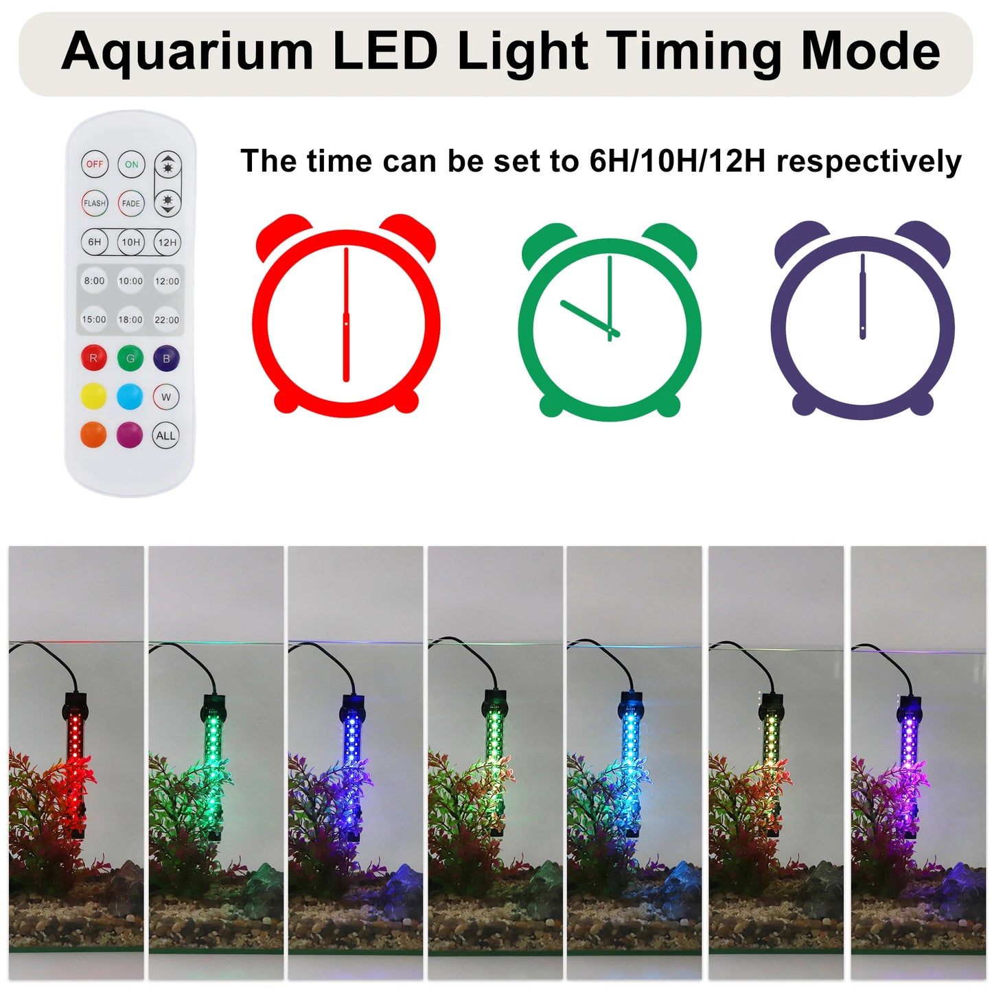 UXCELL 20CM Aquarium LED Light 8W Fish Tank Light 7 Color Timer Function 1 Set  for Fish Tank Fish and Aquatic Pet