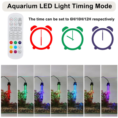 UXCELL 20CM Aquarium LED Light 8W Fish Tank Light 7 Color Timer Function 1 Set  for Fish Tank Fish and Aquatic Pet