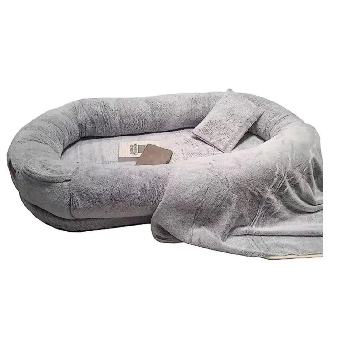 Plush Pet Bed with Pillow Quilt Winter Warm Large Foam Pad Pet Sleeping Pad Sofa Bed Removable and Washable Pet Kennel