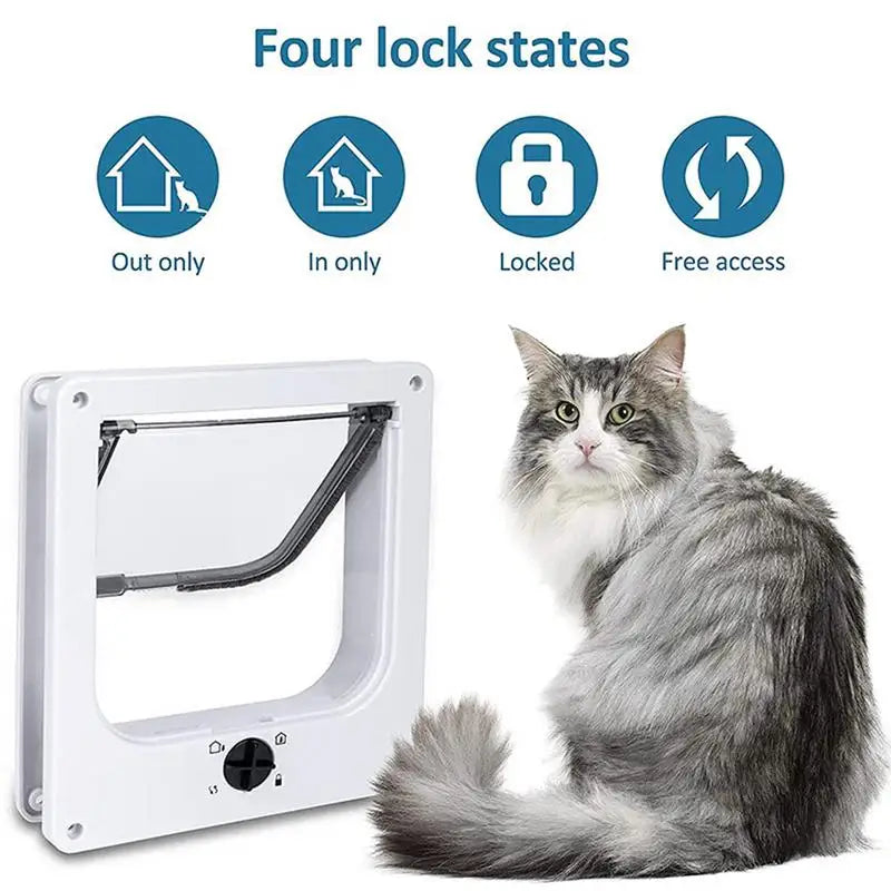 Cat Door with Flap Pet Door, Easy Set-Up, 4 Ways Locking, Weatherproof Safe Cat Doors, Pet Supplies, Window Cabinets
