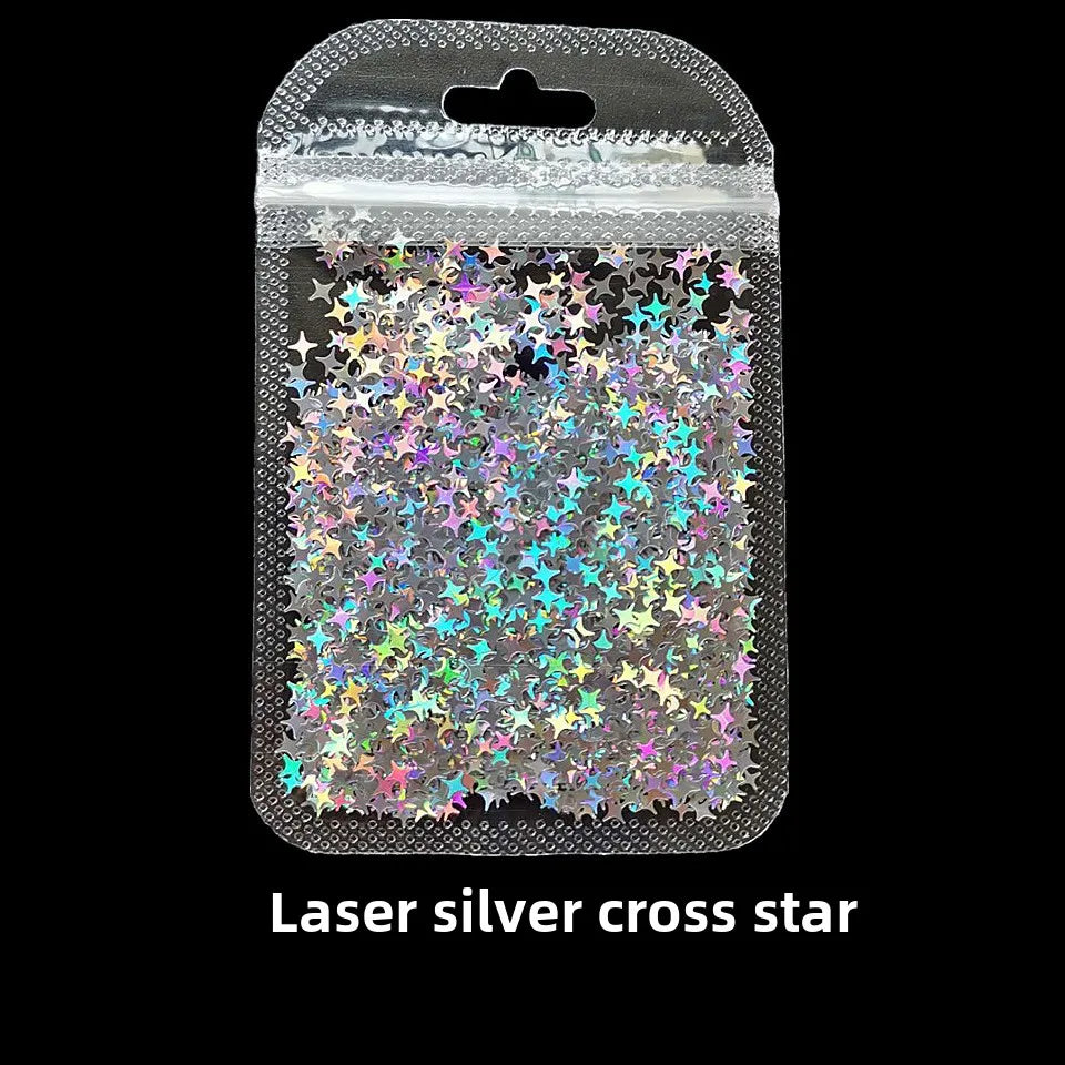 Cross-border Supply 10G BaG Laser Sequins Laser Four-pointed Star Butterfly Star DIY Crystal Glue Material