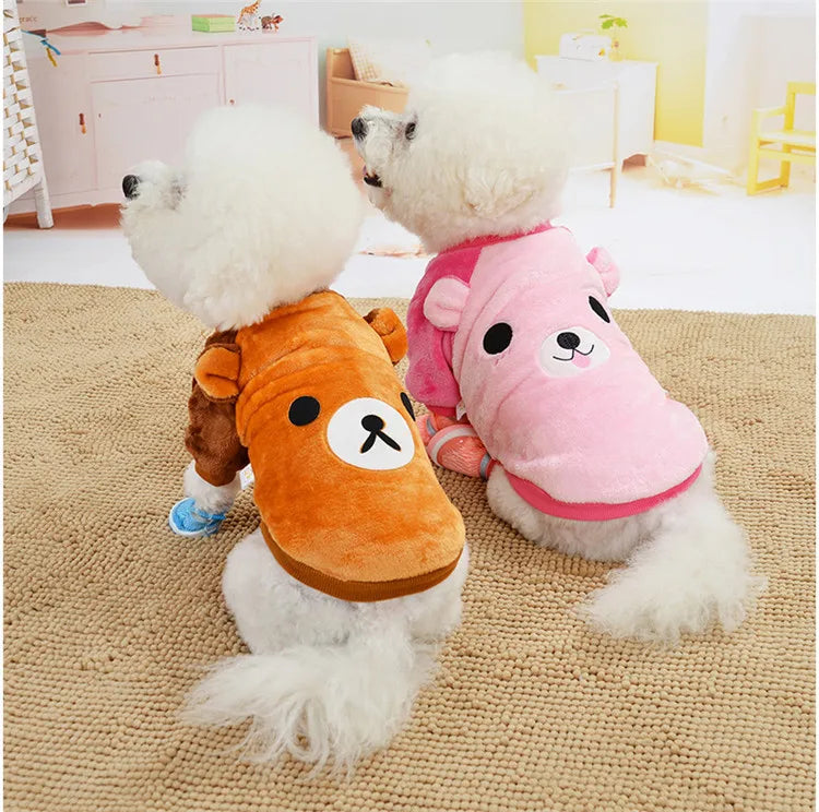 XS-XL Cute Winter Small Dog Cat Warm Vest Fleece Cartoon Printed Puppy Pet Cat Dog Clothes for Small Medium Dog Hoodie Chihuahua