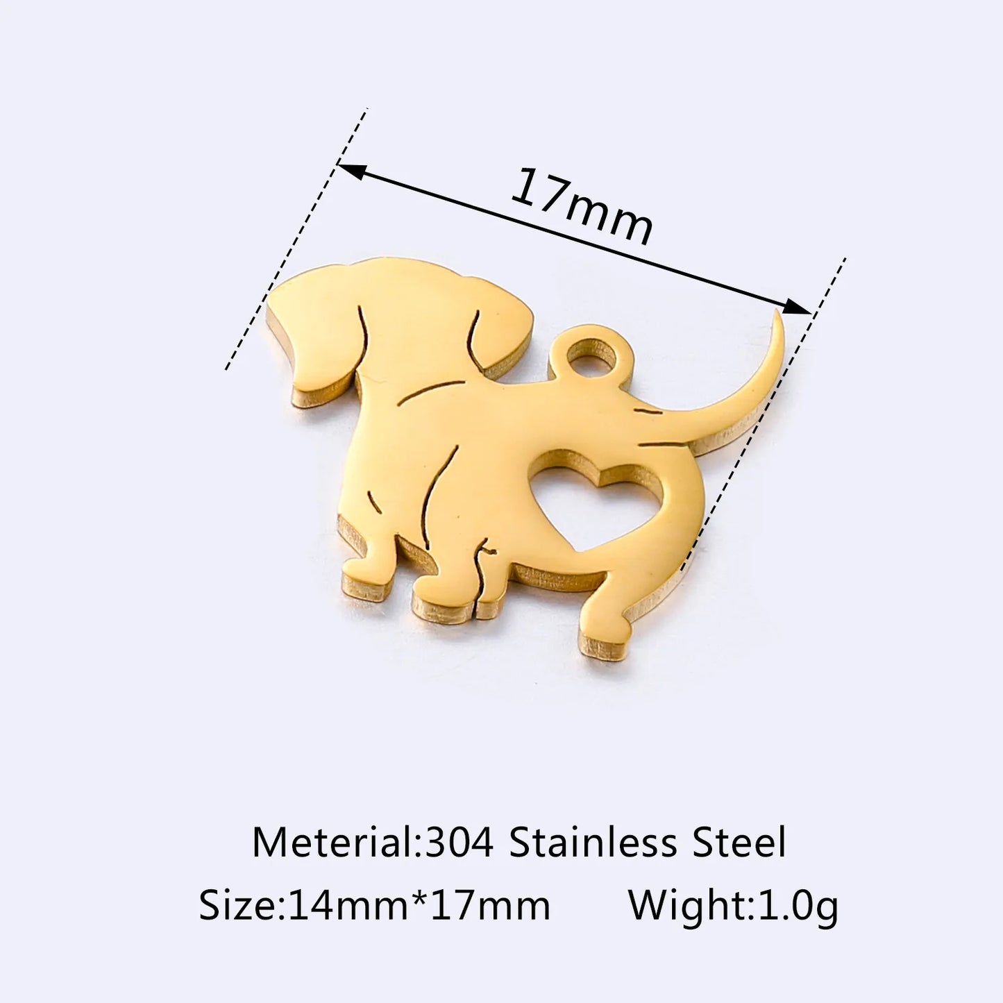 5Pcs New Cute Stainless Steel Dog Charms Lovely Animal Charms for Earrings Bracelet Necklace Pendant Handmade Jewelry Making DIY