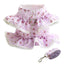 Luxury Flower Girl Dogs Harness and Leash Set No Pull Soft Adjustable Breathable Mesh Cute Floral Puppy Pet Safety Vest Harness