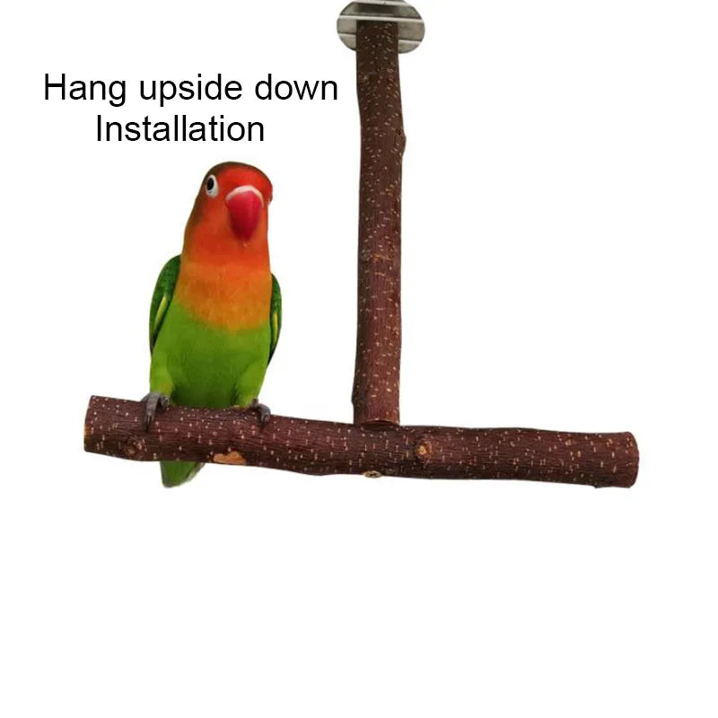 Natural Wood Pet Parrot Raw Wood Fork Tree Branch Stand Rack Squirrel Bird Hamster Branch Perches Chew Bite Toys Stick