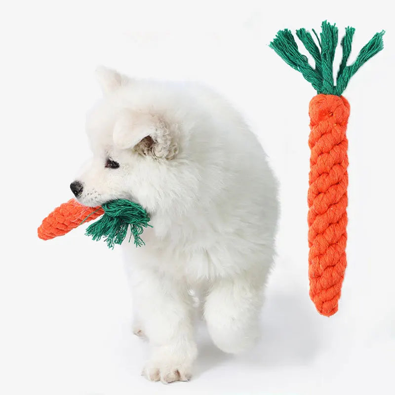 Dog Toy Carrot Knot Rope Ball Cotton Rope Durable Braided Chew Toy Puppy Cleaning Teeth Bite Resistant Pet Supplies Accessories