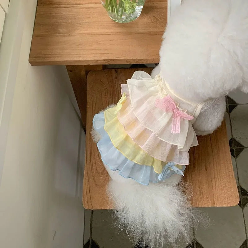 Dog Dress Chiffon Dog Princess Skirt Pet Vest Small Dog Outfit Puppy Summer Clothes Chihuahua Pug Dog Wedding Girls Dog Costume