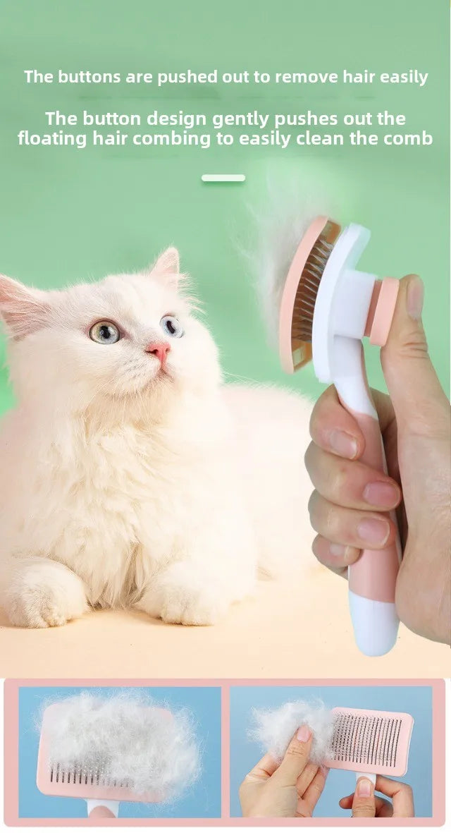 Pet Combs Self-cleaning Key Fading Comb Knots Removing Hair Massage Comb Cat and Dog Universal Easy To Clean