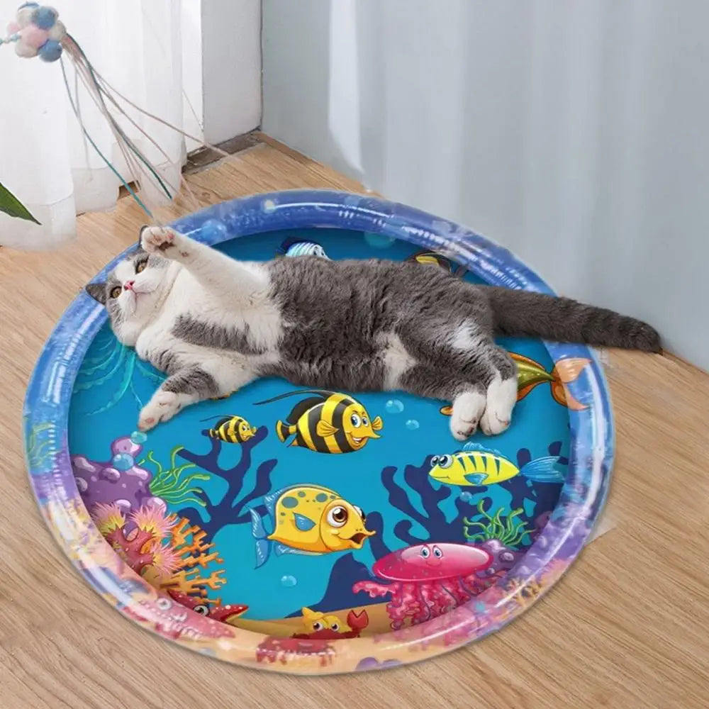 Cats Water Sensory Play Mat Sea Fish Themed Mat Pet Kids Play Sensory Water Pad Children Game Water Sensor Play Pad Gift Pad