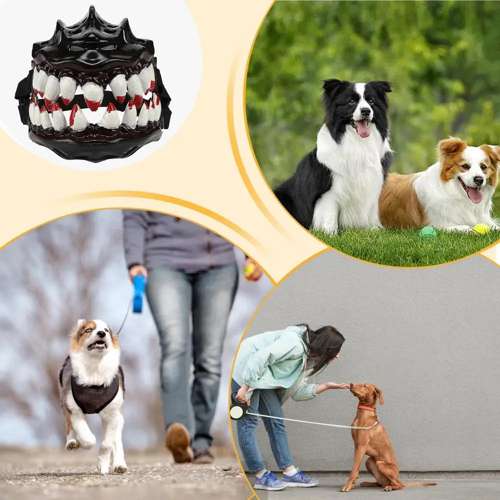 Halloween Dog Muzzle With Teeth Creepy Dog Costume With Large Teeth Spooky Prop Halloween Dog Costume Hilarious Dog Muzzle