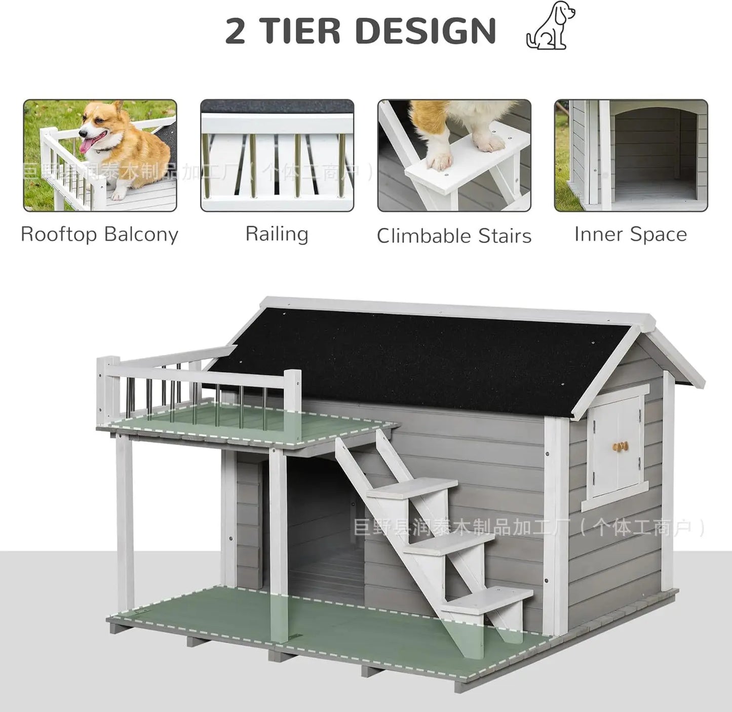 Outdoor rain and sun protection Solid wood dog house Dog house Preservative wood Pet nest Universal warm cat kennel Kennel