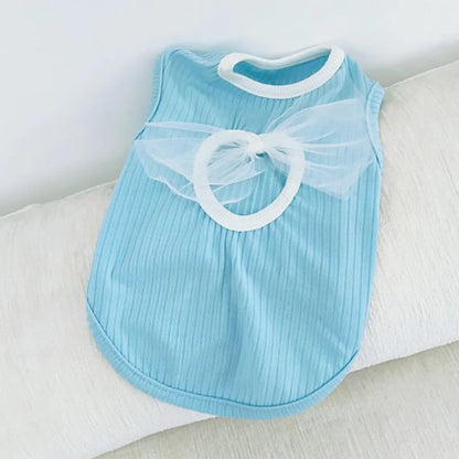 Vest for Dogs Solid Bow Dog Clothes for Small Dogs Sexy Backless Dog Costume Chihuahua Bichon 2024 Girls Dog Shirt Puppy T-Shirt